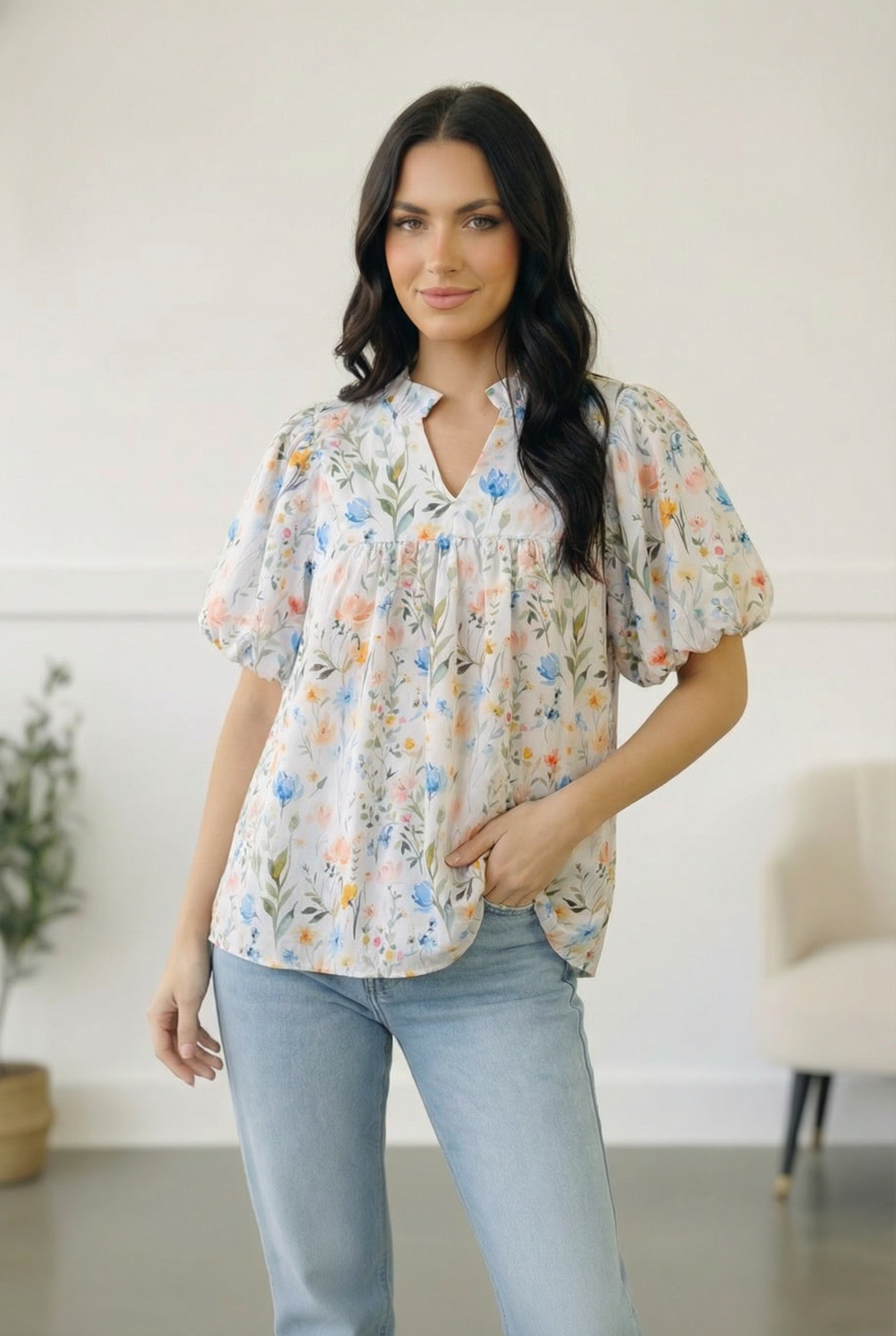 Painted Blossoms Daydream Top    Joy & Country