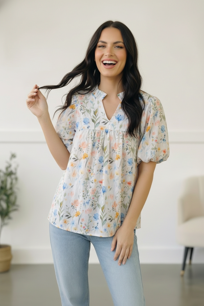 Painted Blossoms Daydream Top    Joy & Country