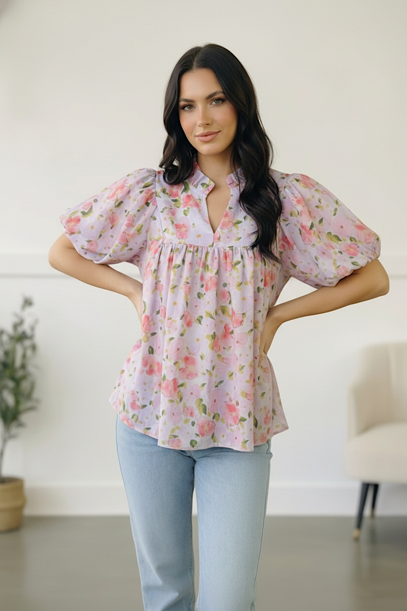 Painted Blossoms Posey Top    Joy & Country