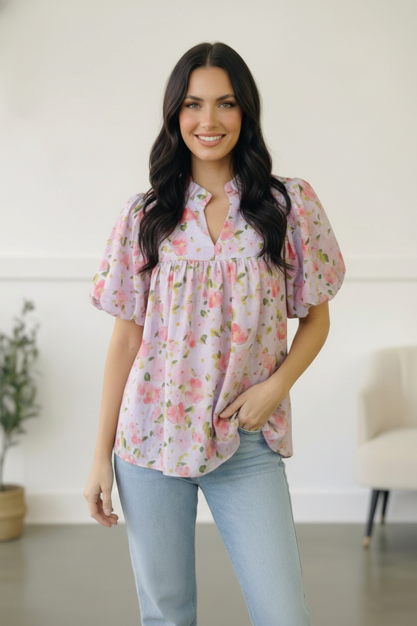 Painted Blossoms Posey Top    Joy & Country