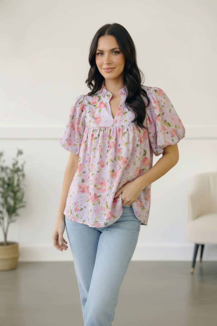 Painted Blossoms Posey Top    Joy & Country