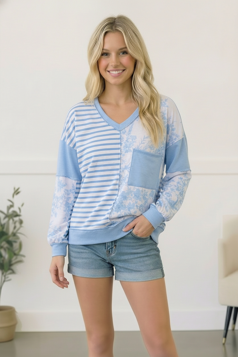 Coastal Calm Colorblock Top    Joy & Country