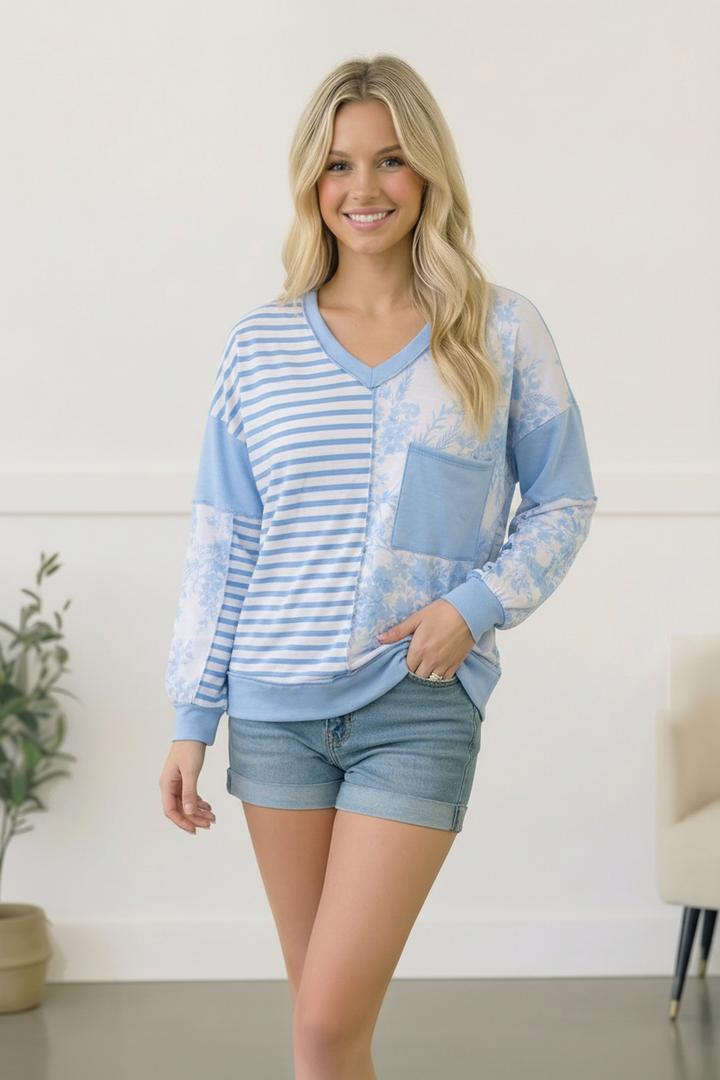 Coastal Calm Colorblock Top    Joy & Country