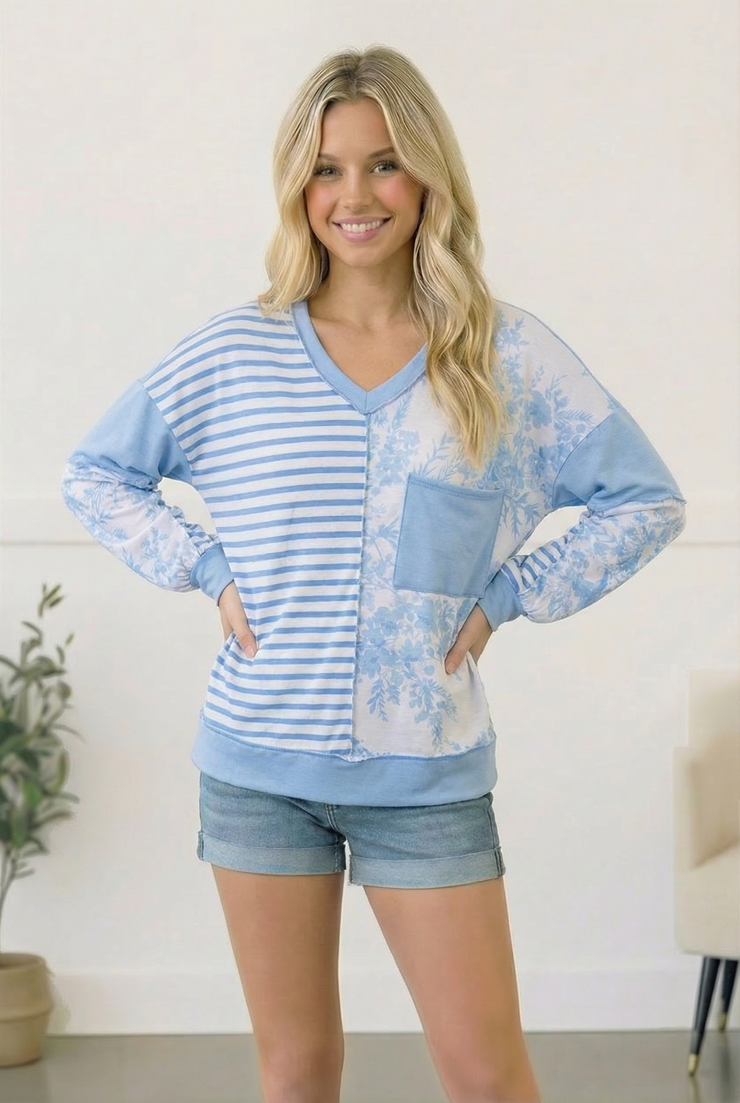 Coastal Calm Colorblock Top    Joy & Country