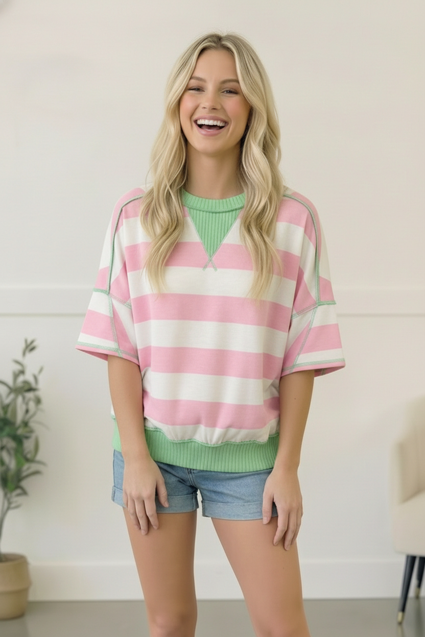 Pink Sugar Rush Colorblock Tee    Joy & Country