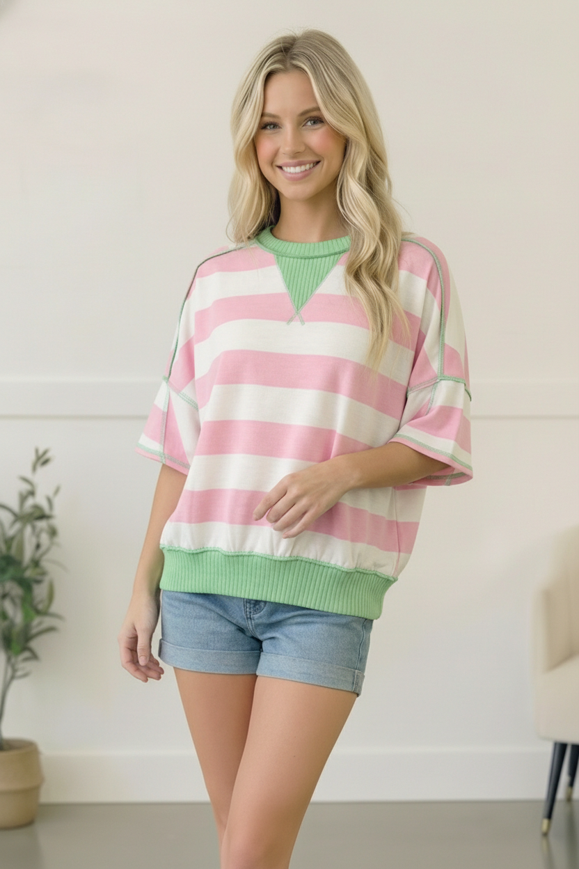 Pink Sugar Rush Colorblock Tee    Joy & Country