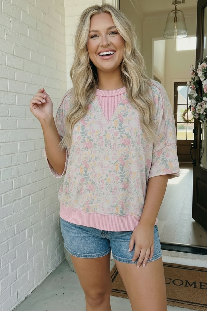Sweet Garden Floral Drop Shoulder Top    Joy & Country
