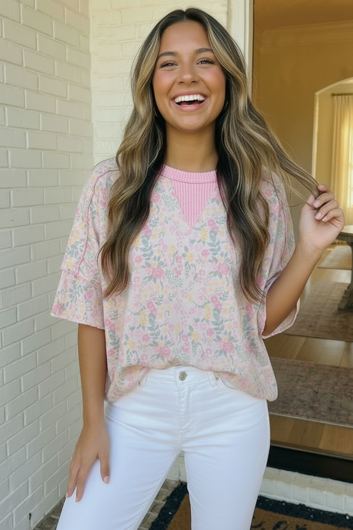 Sweet Garden Floral Drop Shoulder Top    Joy & Country