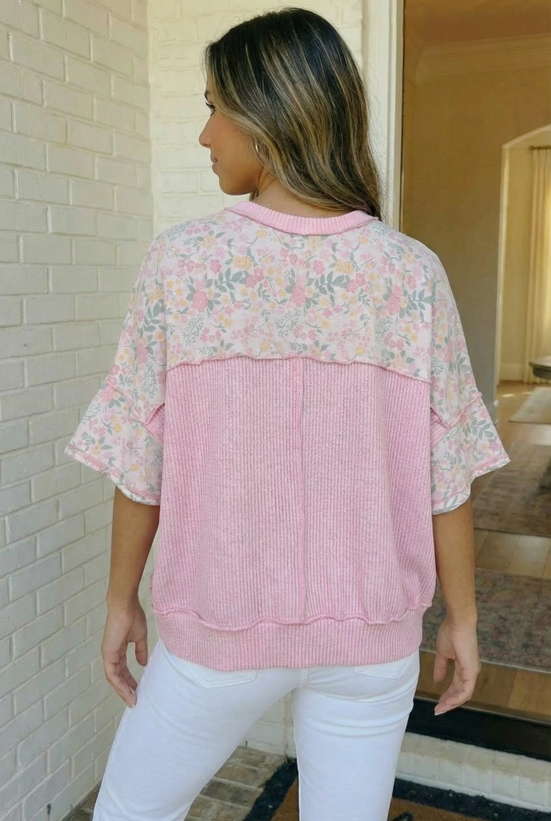 Sweet Garden Floral Drop Shoulder Top    Joy & Country
