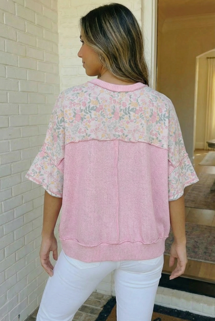 Sweet Garden Floral Drop Shoulder Top    Joy & Country
