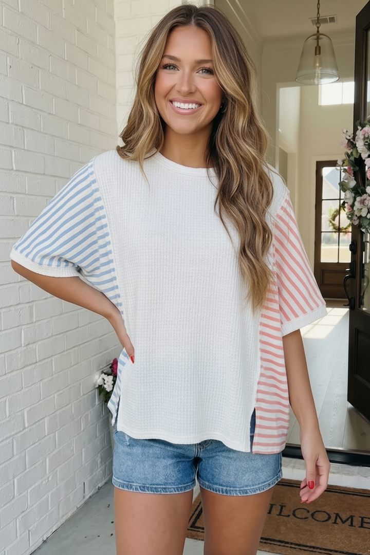 Stripe It Up Waffle Knit Top    Joy & Country