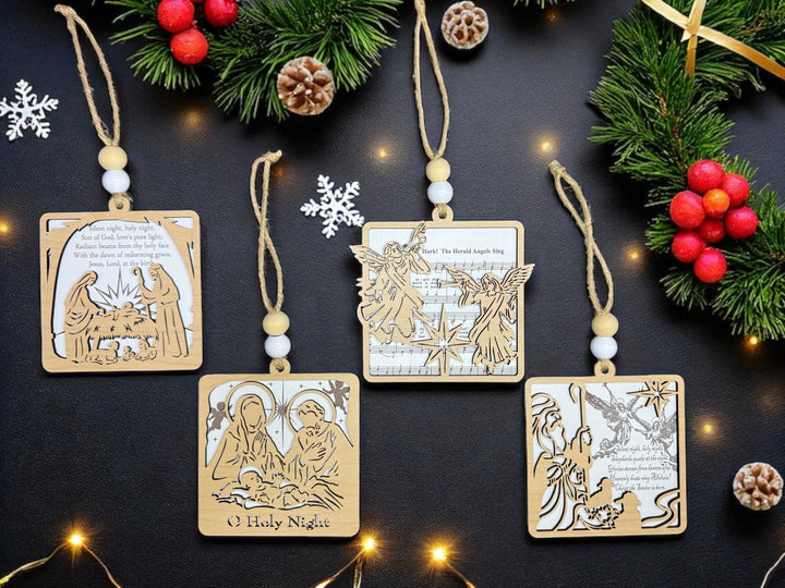 [PRE-ORDER] Handmade Maple Wood 3D Square Nativity Scene Ornaments | Made in the USA [SHIPS IN 1-2 WEEKS]