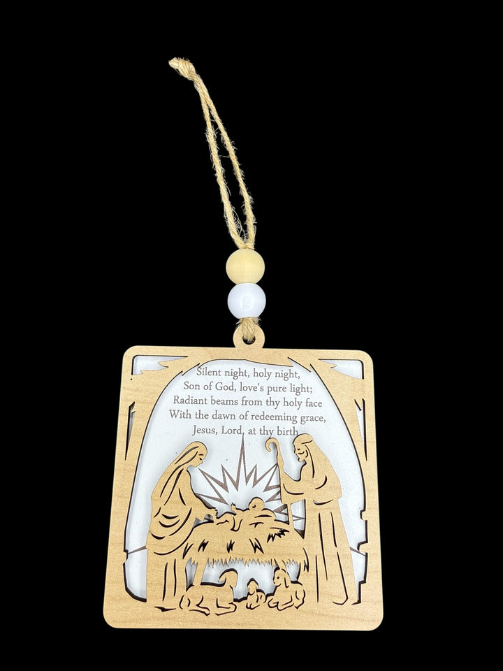 [PRE-ORDER] Handmade Maple Wood 3D Square Nativity Scene Ornaments | Made in the USA [SHIPS IN 1-2 WEEKS]