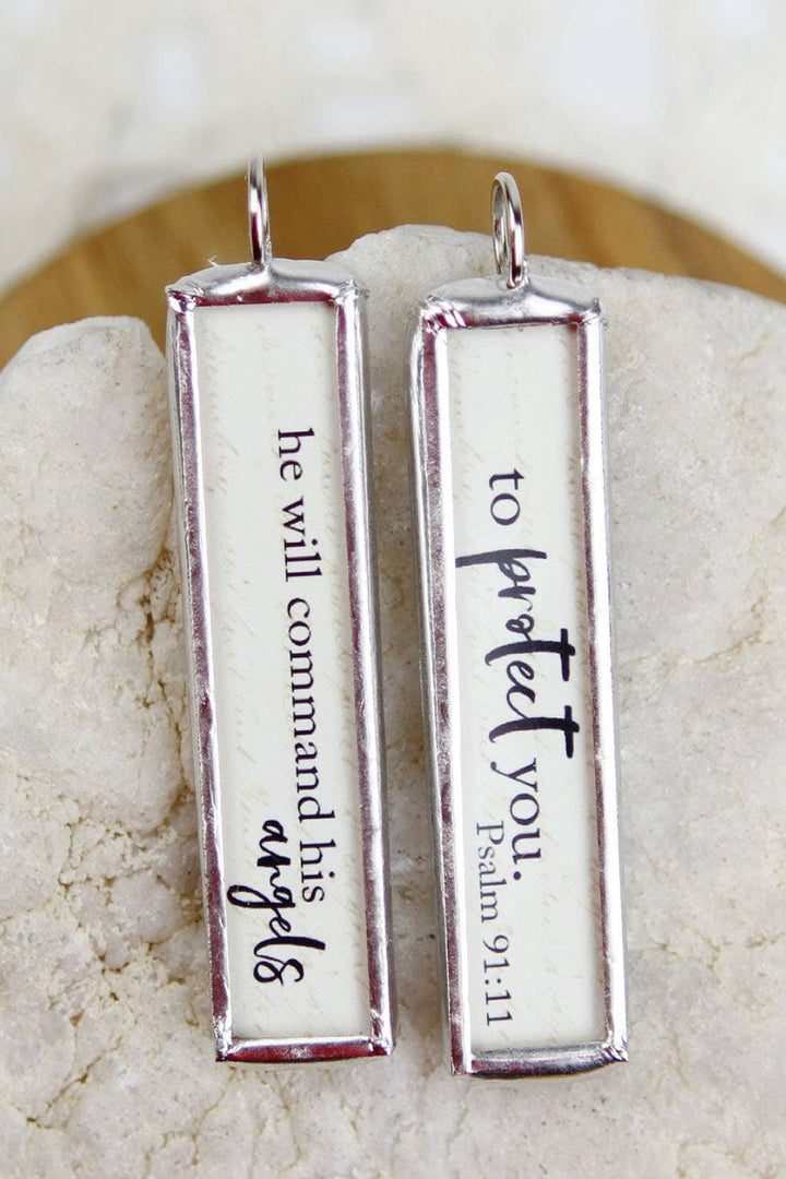 He Will Command His Angels To Protect You - 2-Sided Faith Scripture Charm Necklace - Psalm 91:11   Necklaces Joy & Country