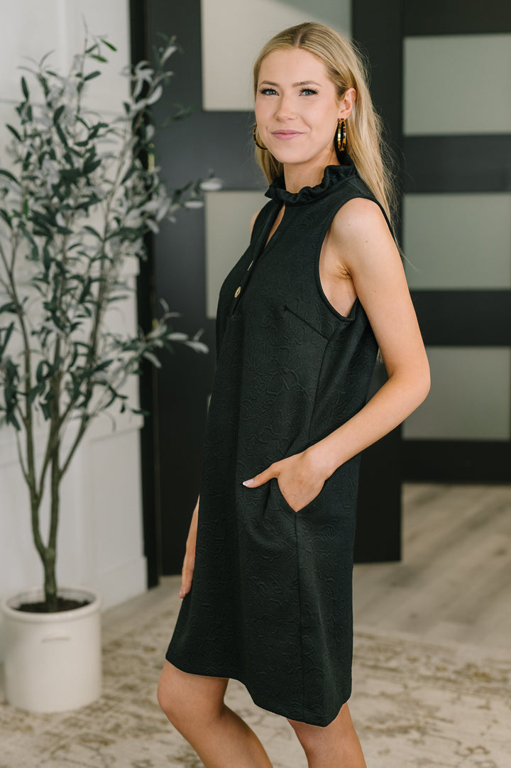 High Tide High Neck Embossed Sleeveless Dress in Black   Womens Joy & Country