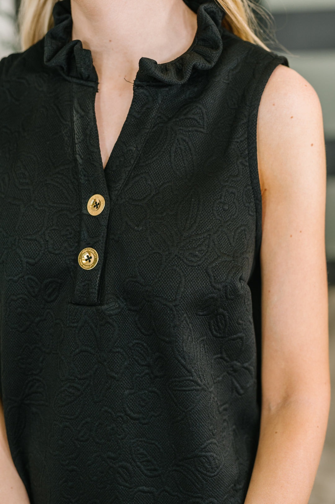 High Tide High Neck Embossed Sleeveless Dress in Black   Womens Joy & Country