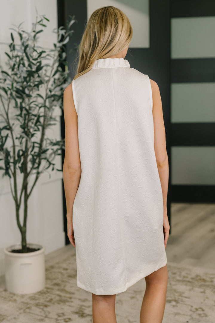 High Tide High Neck Embossed Sleeveless Dress in Off White   Womens Joy & Country