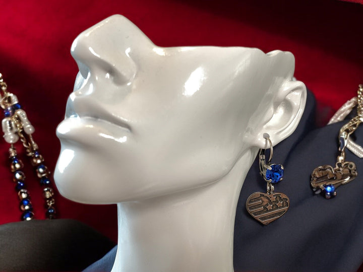 [PRE-ORDER] I Love The USA - American Flag Heart Crystal Dangle Earrings - Fight, Fight, Fight Collection [SHIPS in 3-5 WEEKS]   Earrings Joy & Country