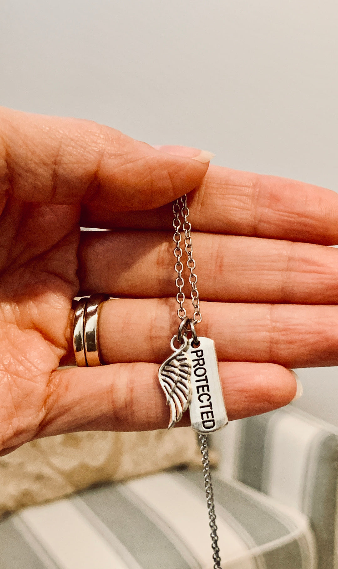 Protected Charm With Angel Wing - The Refuge Necklace