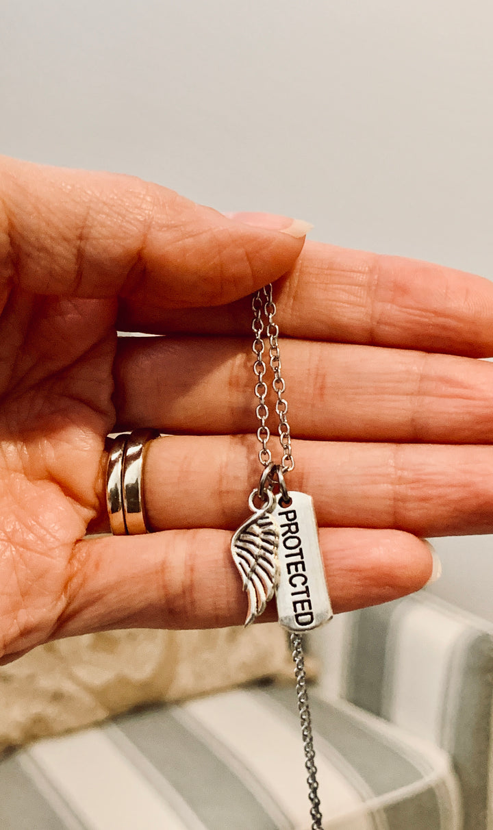 Protected Charm With Angel Wing - The Refuge Necklace
