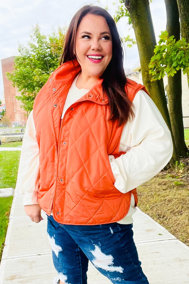 Fall Ready Snap-Button Quilted Puffer Vest - Joy & Country