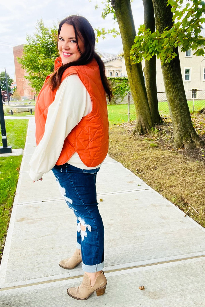 Fall Ready Snap-Button Quilted Puffer Vest - Joy & Country