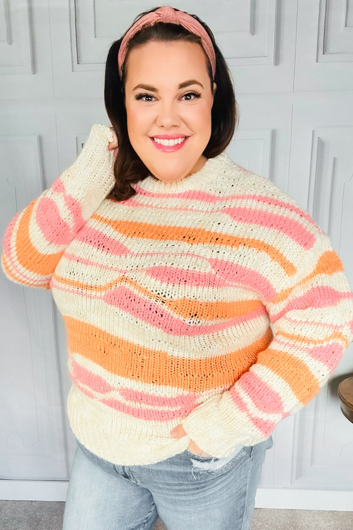 All About Town - Multicolor Stripe Chunky Knit Sweater