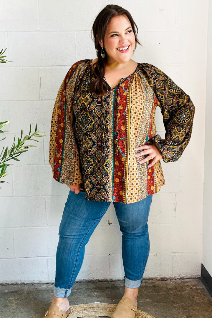 Boho Vibes - Paisley Raglan Blouse - Joy & Country
