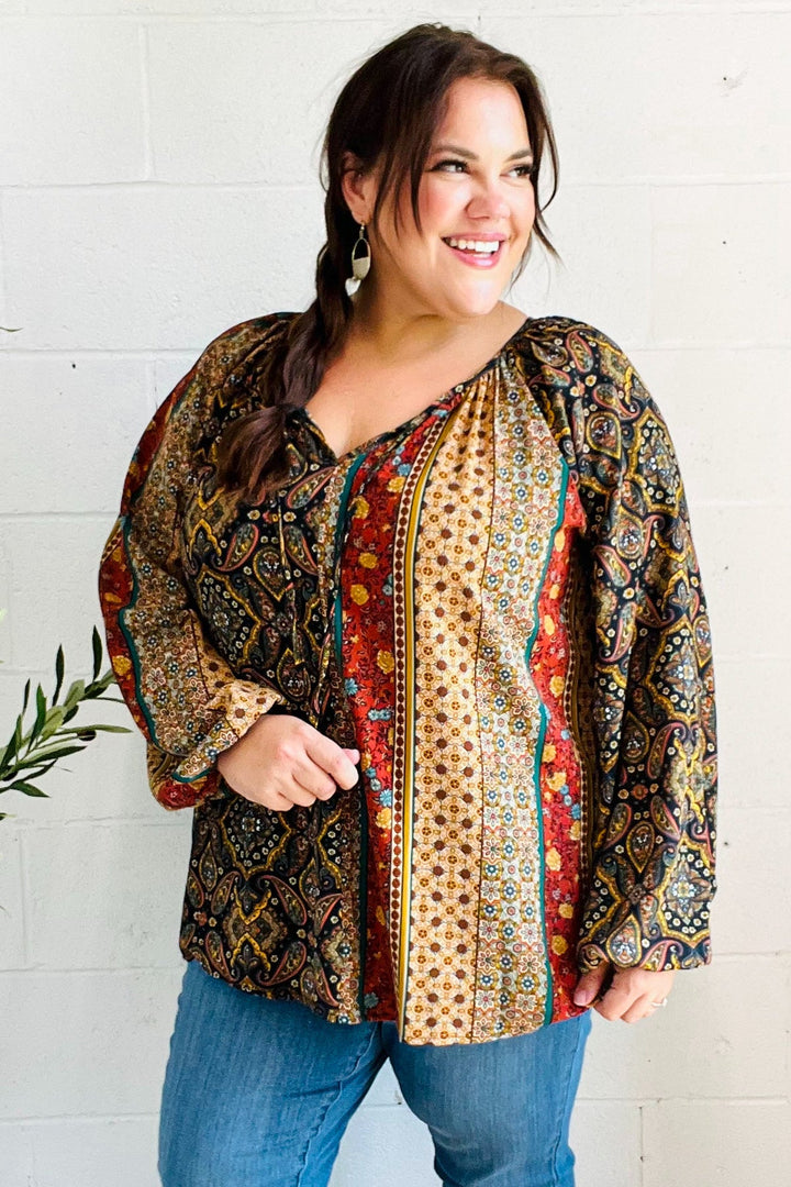 Boho Vibes - Paisley Raglan Blouse - Joy & Country