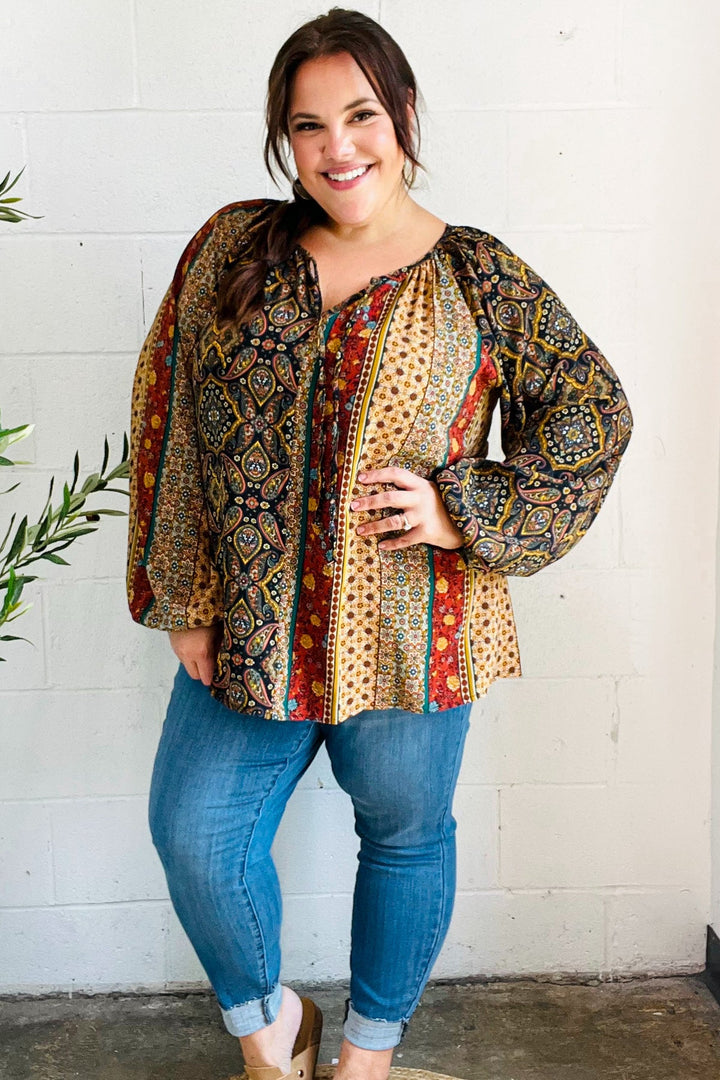 Boho Vibes - Paisley Raglan Blouse - Joy & Country