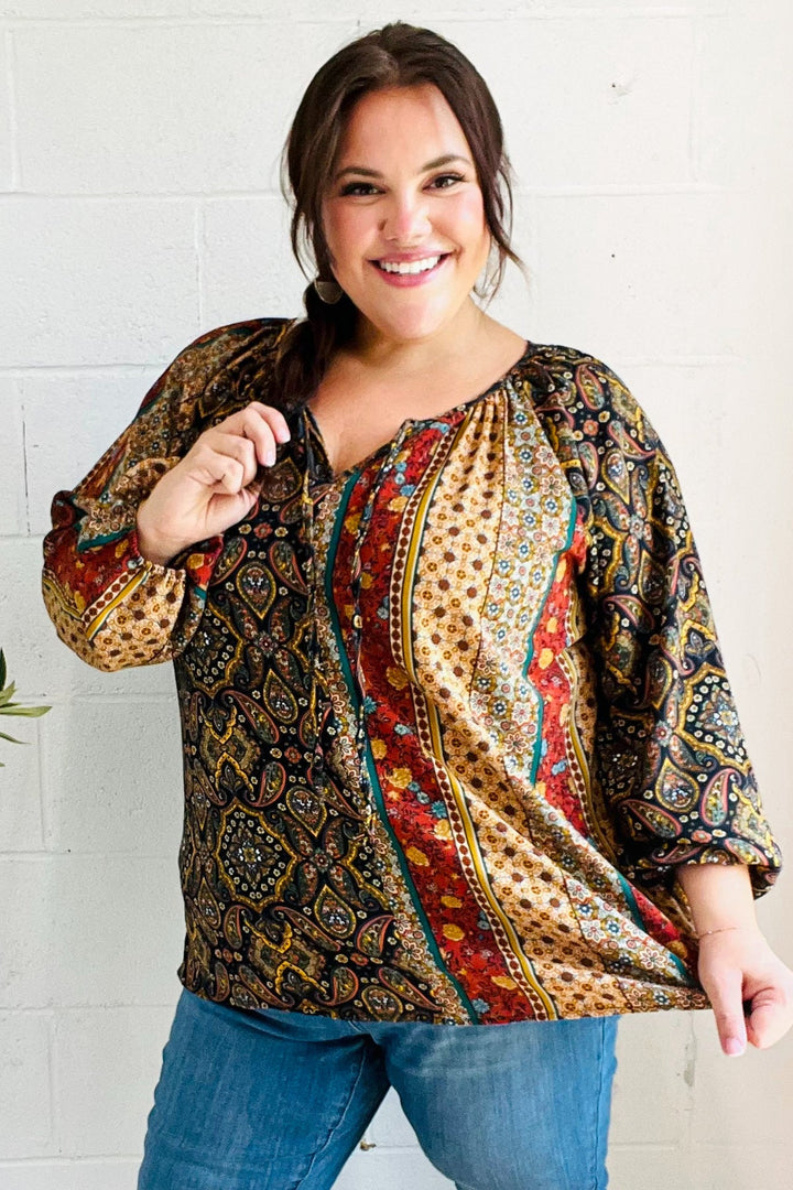Boho Vibes - Paisley Raglan Blouse - Joy & Country