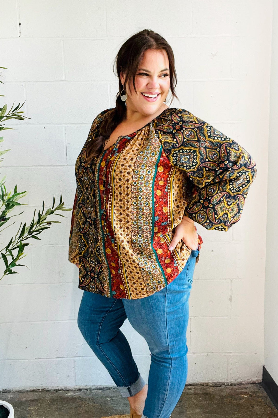 Boho Vibes - Paisley Raglan Blouse - Joy & Country