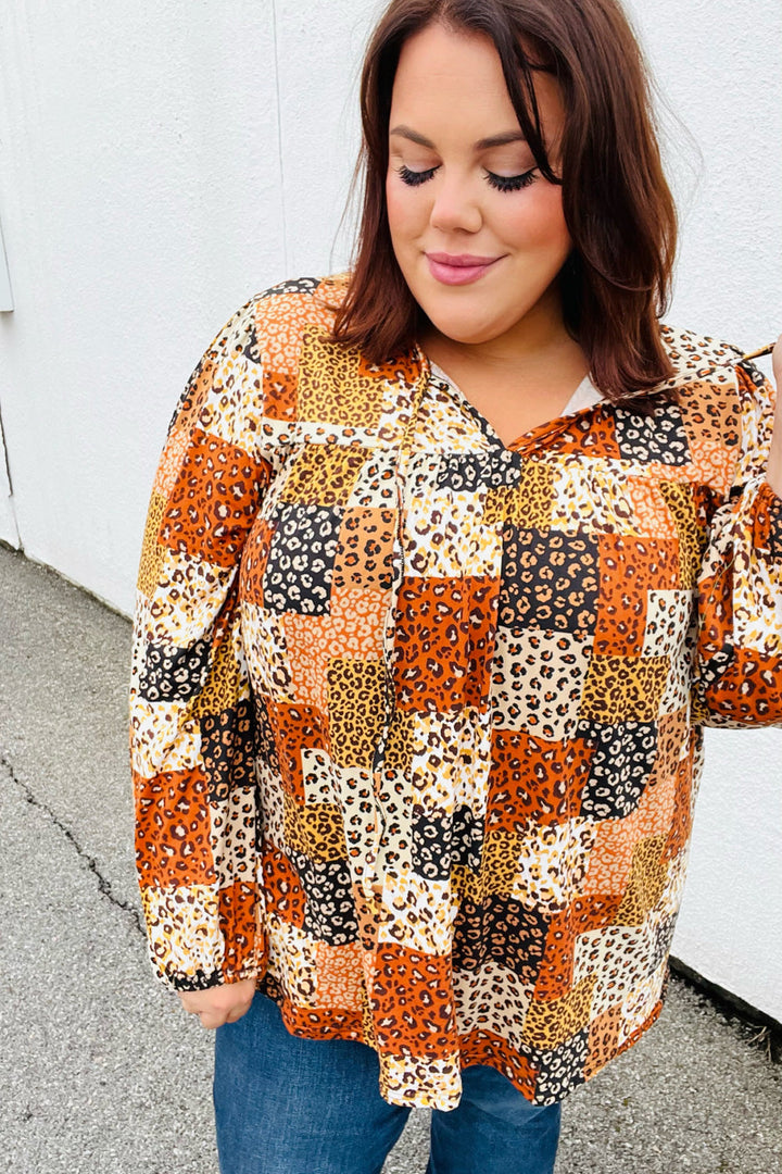 Cozy And Fierce Leopard Patchwork Top