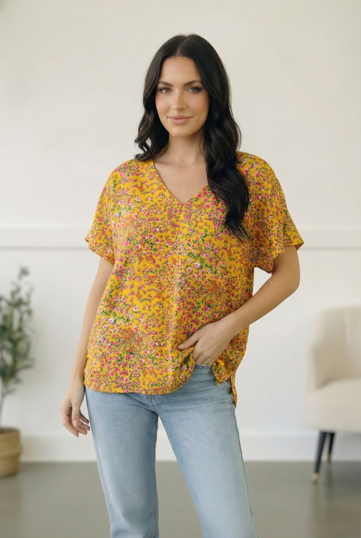 Sunlit Meadow Floral Top    Joy & Country