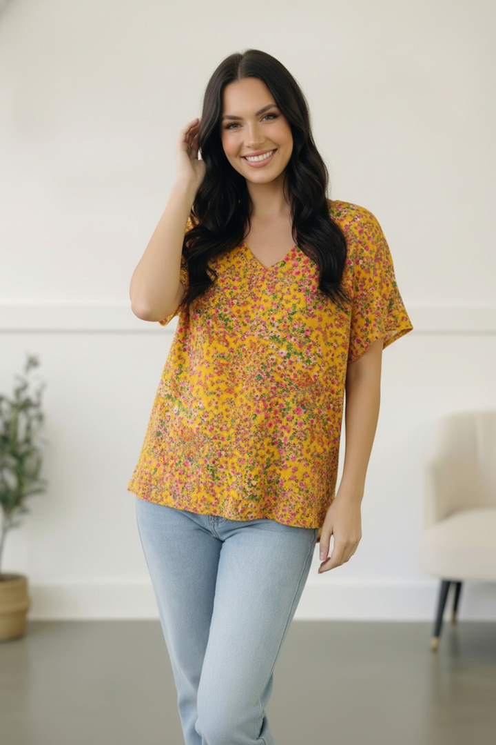 Sunlit Meadow Floral Top    Joy & Country