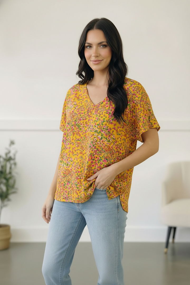 Sunlit Meadow Floral Top    Joy & Country