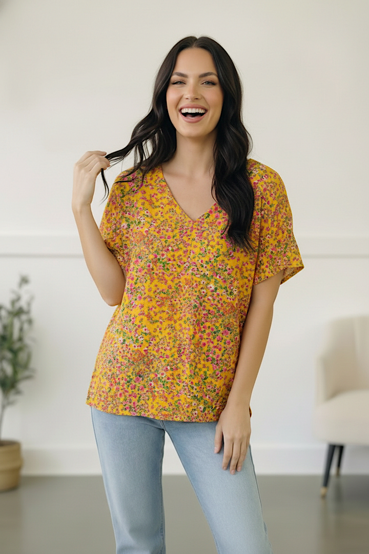 Sunlit Meadow Floral Top    Joy & Country