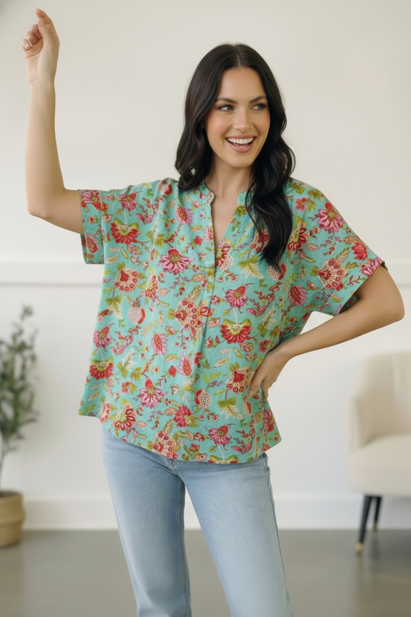 Jade Garden Easy Does it Blouse    Joy & Country