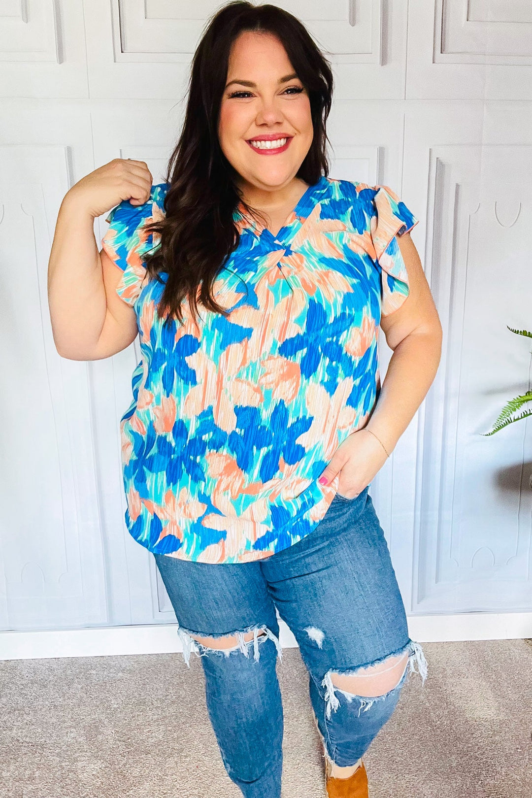 In The Tropics Floral Top - Turquoise - Joy & Country