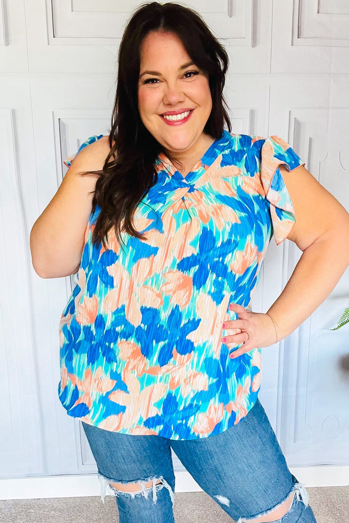 In The Tropics Floral Top - Turquoise - Joy & Country