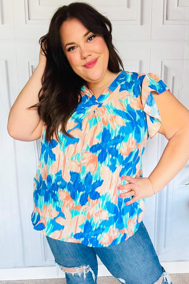 In The Tropics Floral Top - Turquoise