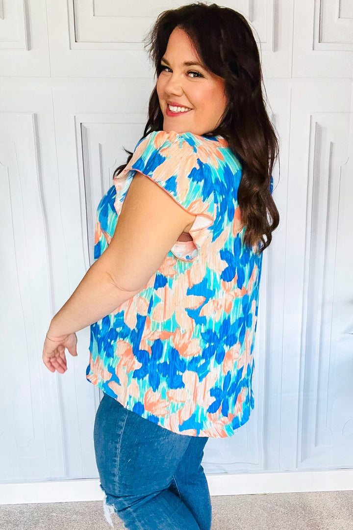 In The Tropics Floral Top - Turquoise - Joy & Country