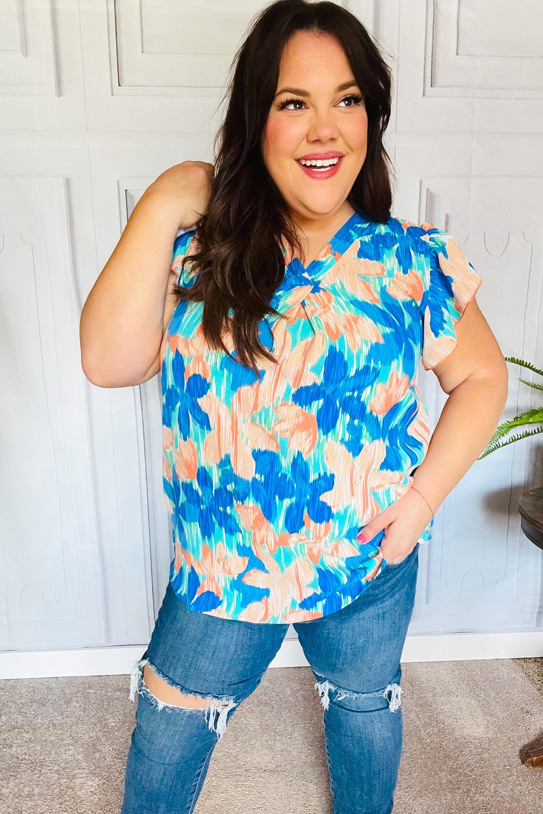 In The Tropics Floral Top - Turquoise