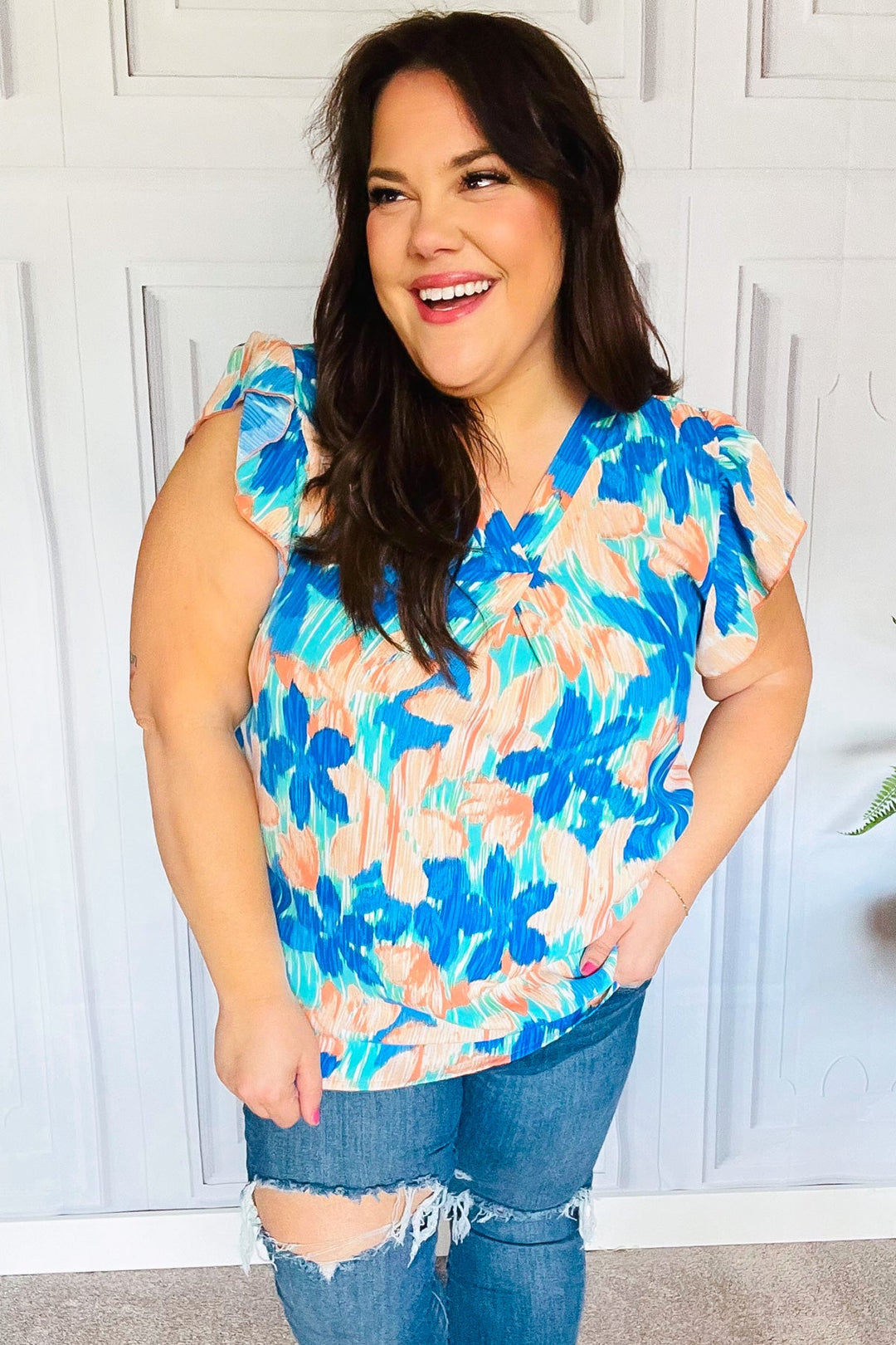 In The Tropics Floral Top - Turquoise - Joy & Country