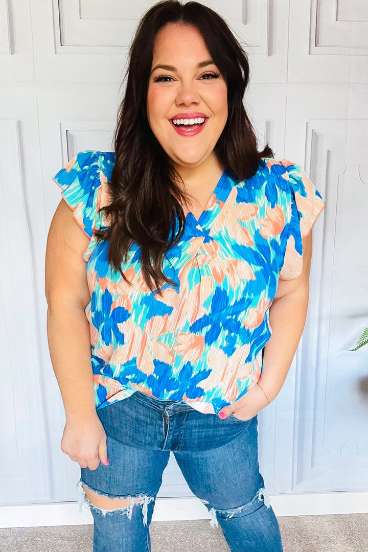 In The Tropics Floral Top - Turquoise - Joy & Country