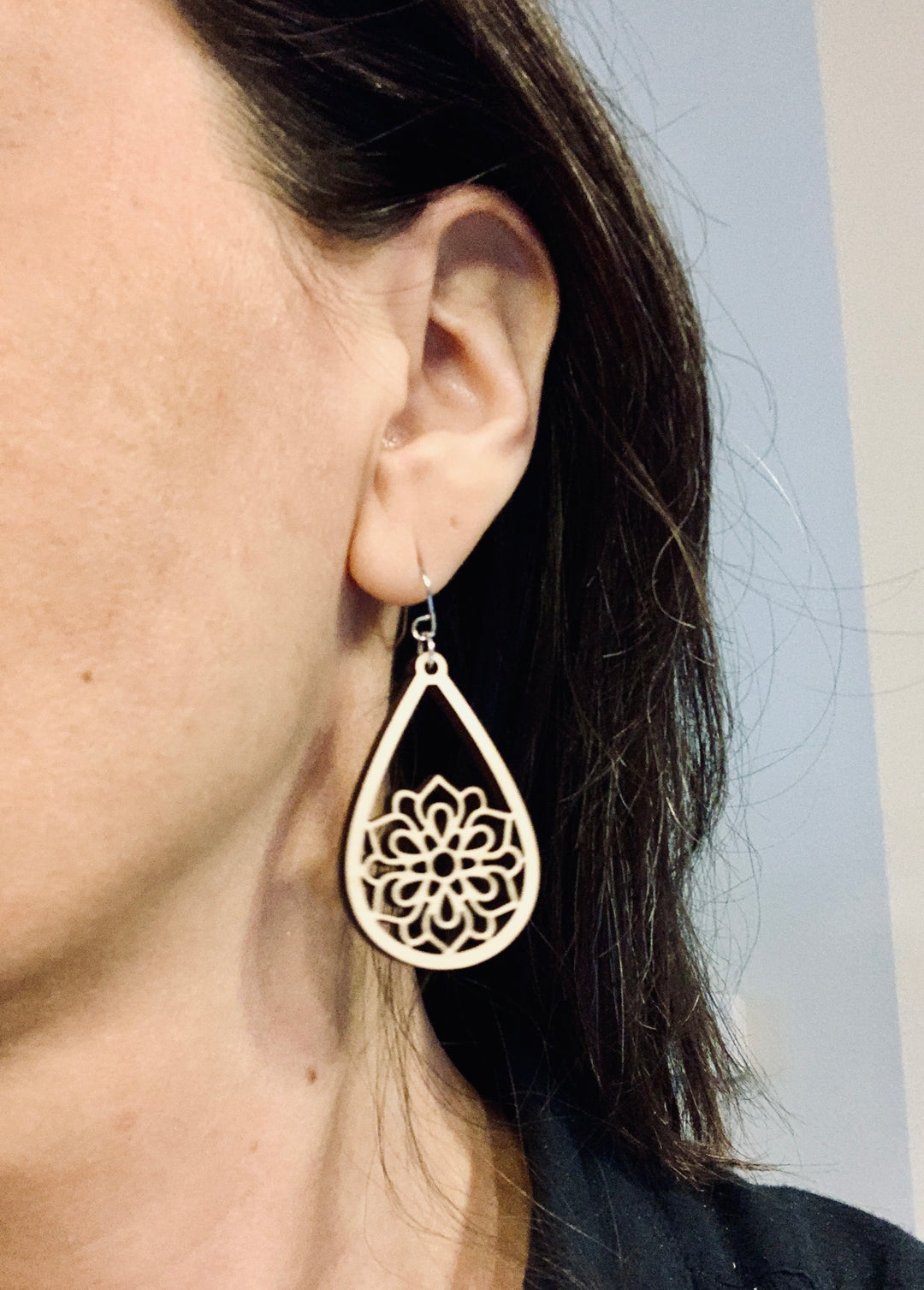 Bursts Of Joy - Laser Engraved USA Hand-Made Earrings (Maple Wood)