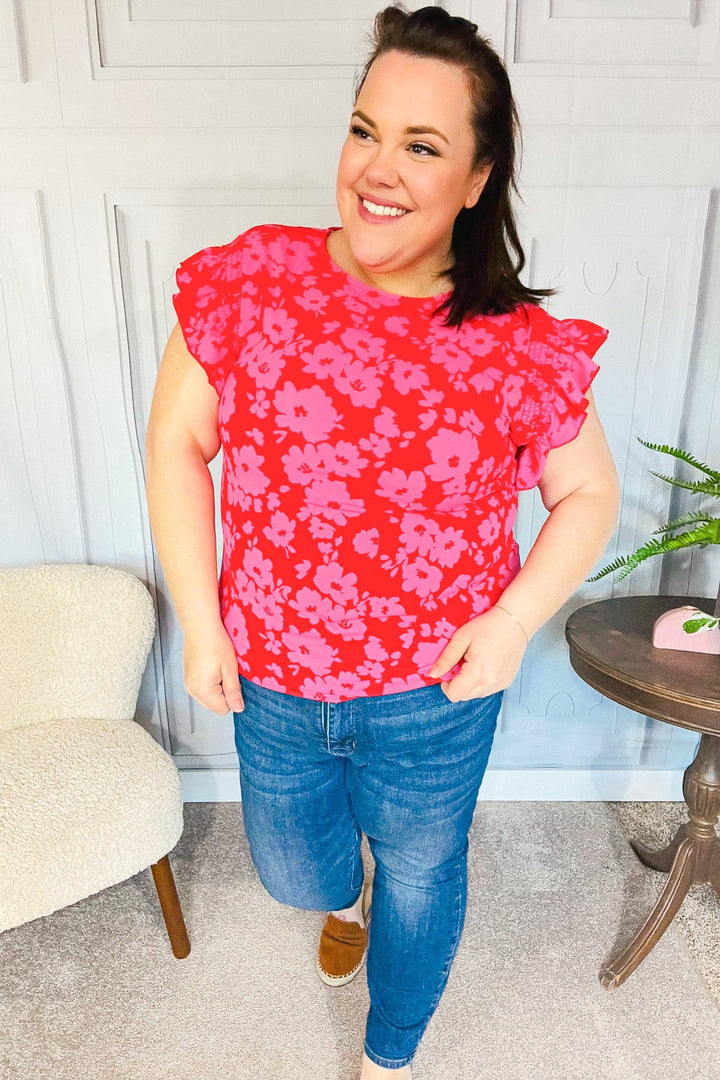 All About You Top - Red & Fuchsia