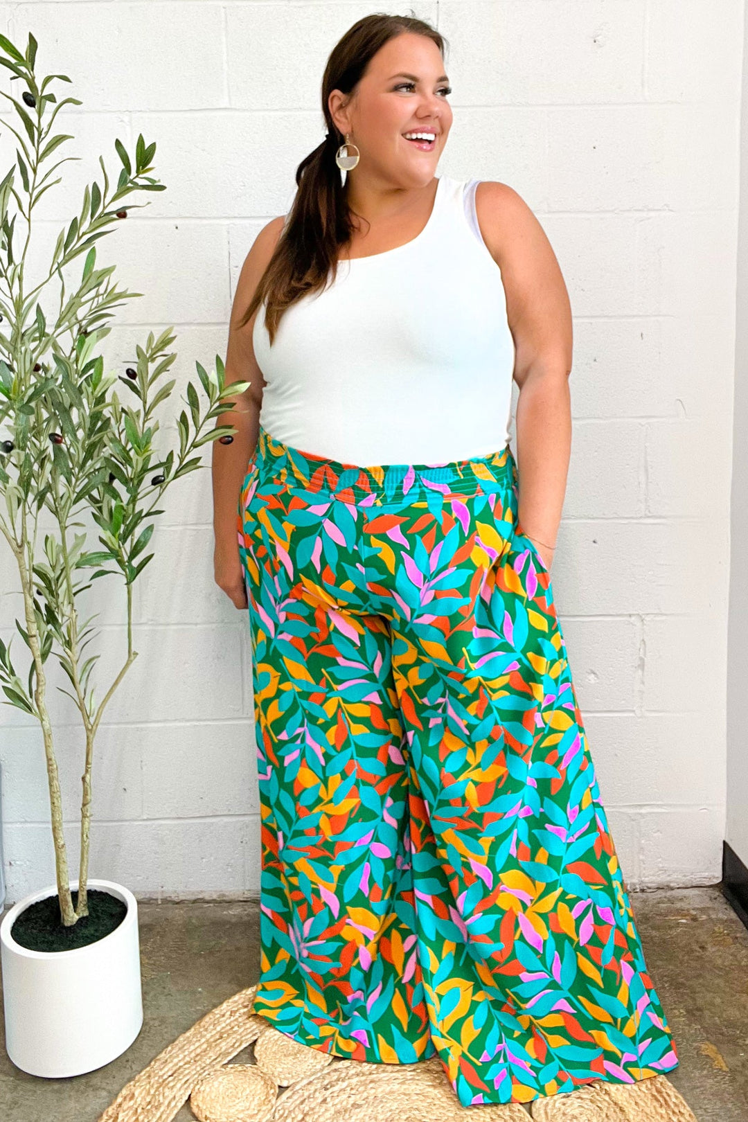 Summer Days - Abstract Print Smocked Palazzo Pants - Joy & Country