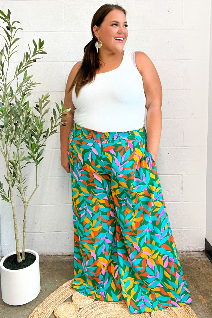 Summer Days - Abstract Print Smocked Palazzo Pants - Joy & Country