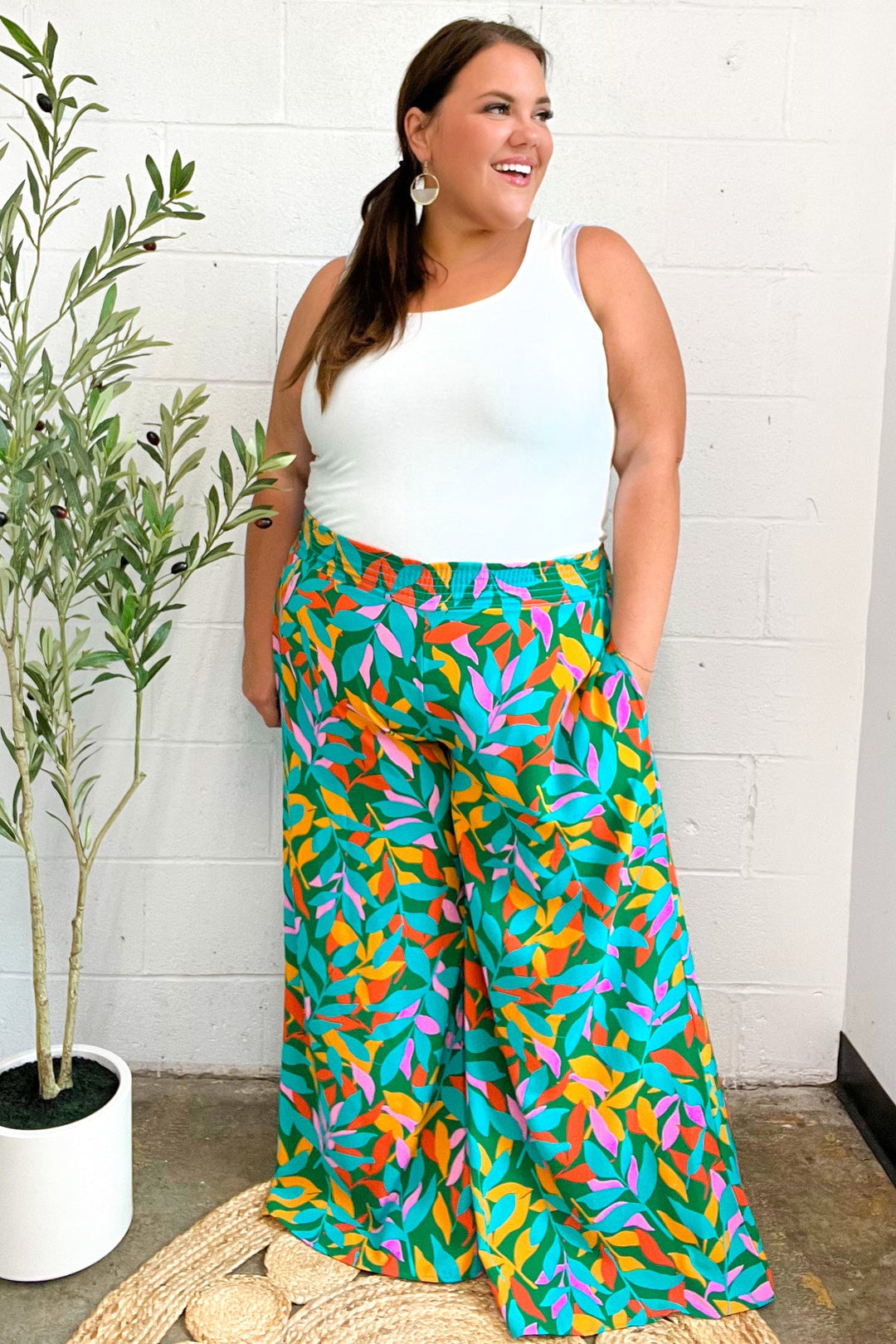Summer Days - Abstract Print Smocked Palazzo Pants - Joy & Country